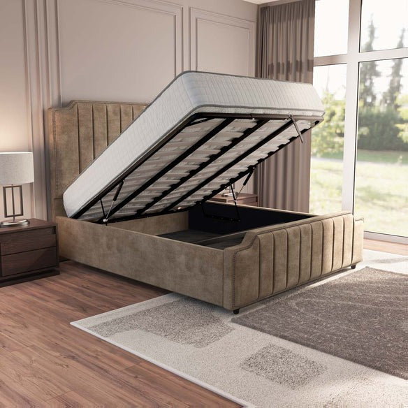 Washington Upholstered Ottoman Bed - Mink Coniston
