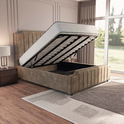 Washington Upholstered Ottoman Bed - Mink Coniston