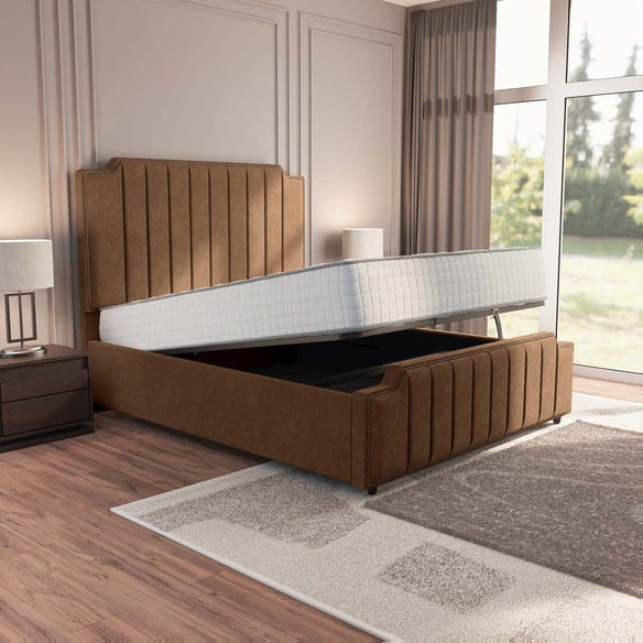 Washington Upholstered Ottoman Bed - Mink Naples