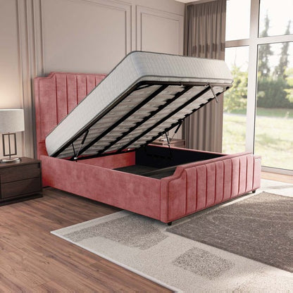 Washington Upholstered Ottoman Bed - Pink Coniston