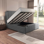 Washington Upholstered Ottoman Bed - Silver Chenille