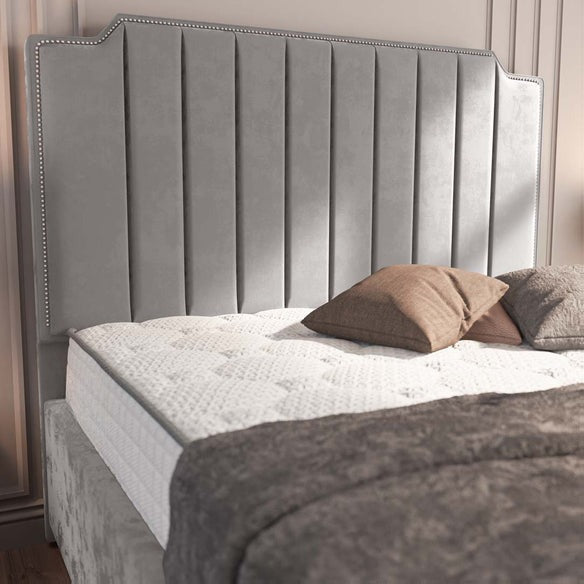 Washington Upholstered Ottoman Bed - Silver Plush Velvet