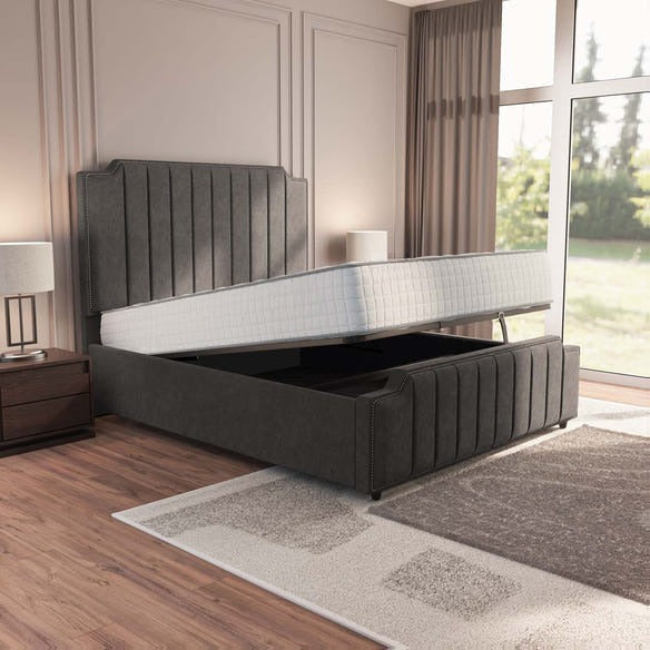 Washington Upholstered Ottoman Bed - Slate Grey Naples