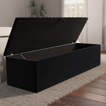 Sunrise Ottoman Storage Box - Black Plush Velvet