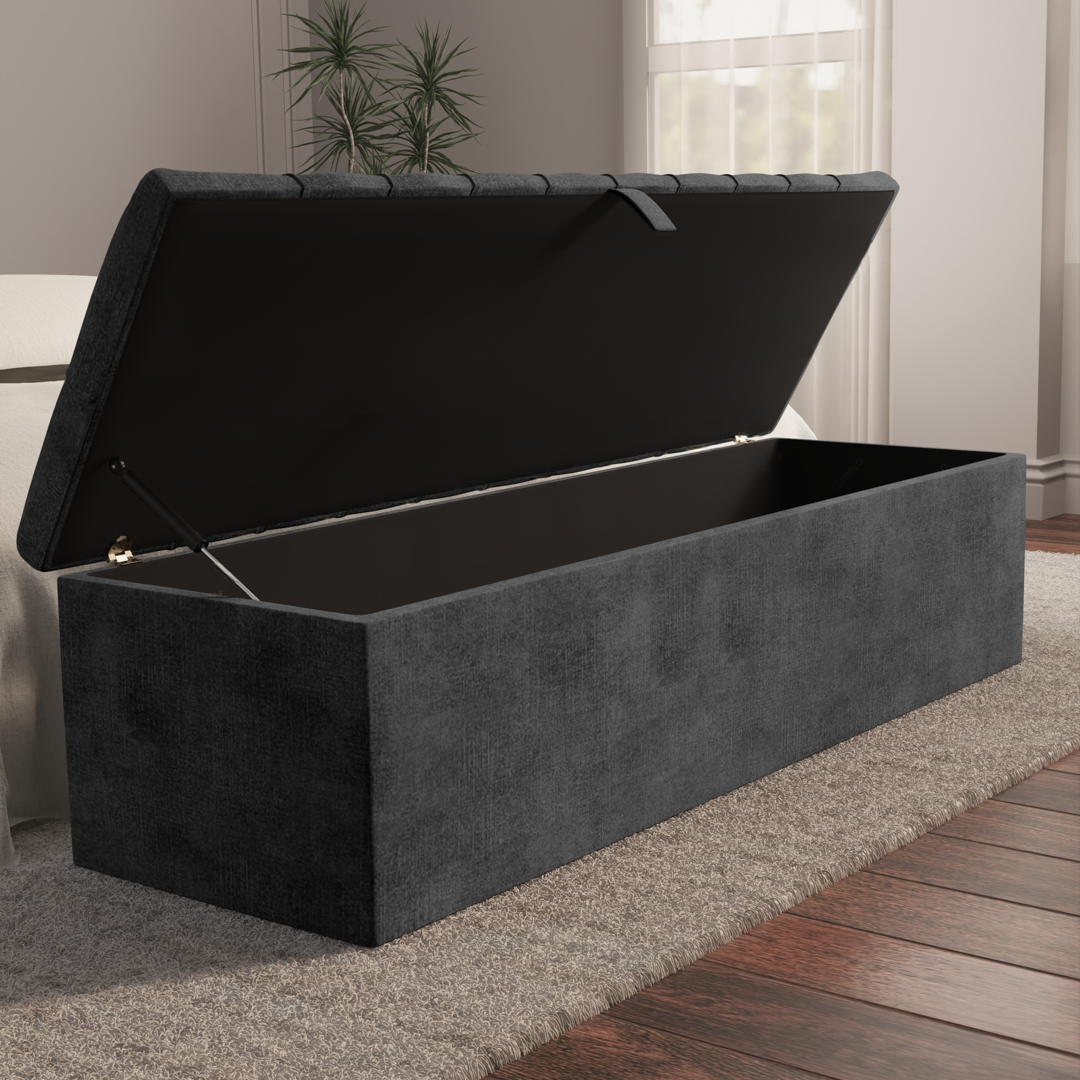Chesterfield Ottoman Storage Box - Charcoal Coniston