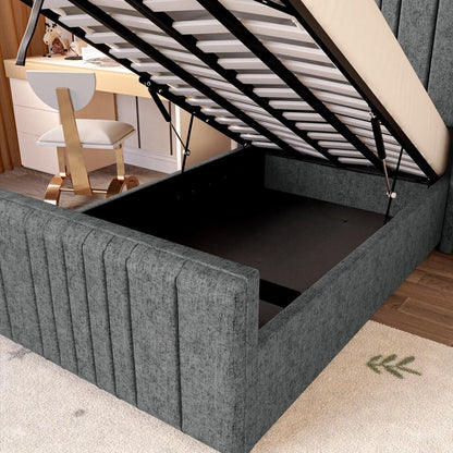 Cambridge Kids Upholstered Ottoman Bed - Charcoal Chenille