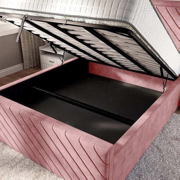 Oxford Upholstered Ottoman Bed - Pink Coniston