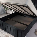 Lisbon Upholstered Ottoman Bed - Black Plush Velvet