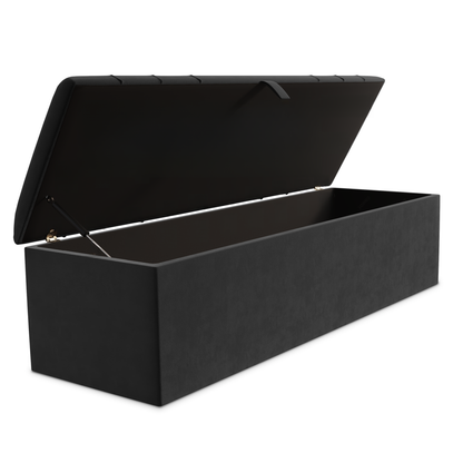 Dallas Ottoman Storage Box - Steel Plush Velvet