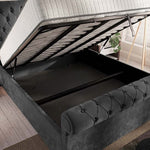 Berlin Upholstered Ottoman Bed - Steel Plush Velvet