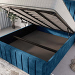 Lisbon Upholstered Ottoman Bed - Blue Coniston