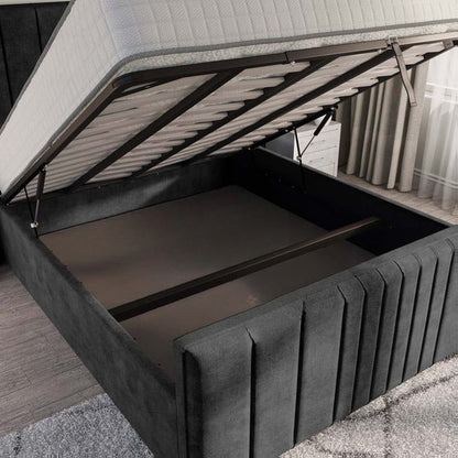 Cambridge Upholstered Ottoman Bed - Charcoal Coniston