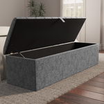 Lisbon Ottoman Storage Box - Silver Chenille