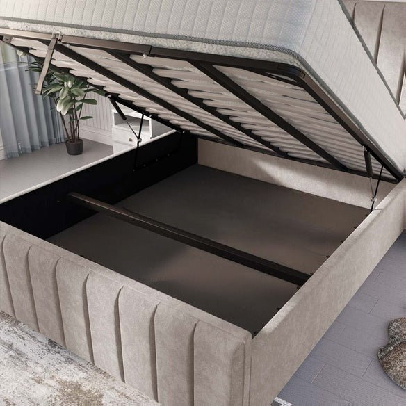 Lisbon Upholstered Ottoman Bed - Seal Grey Naples