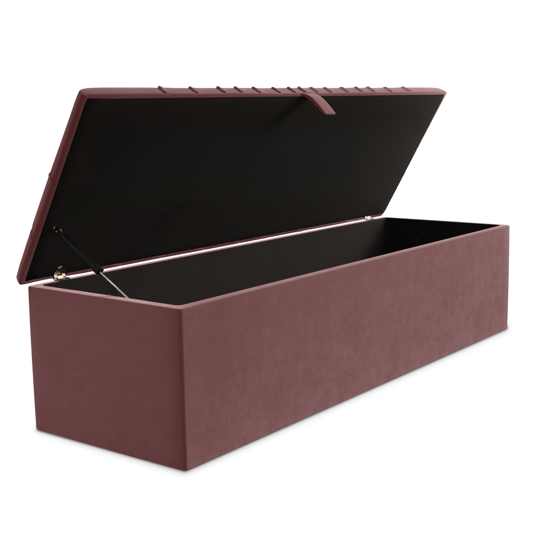 Sunrise Ottoman Storage Box - Pink Plush Velvet