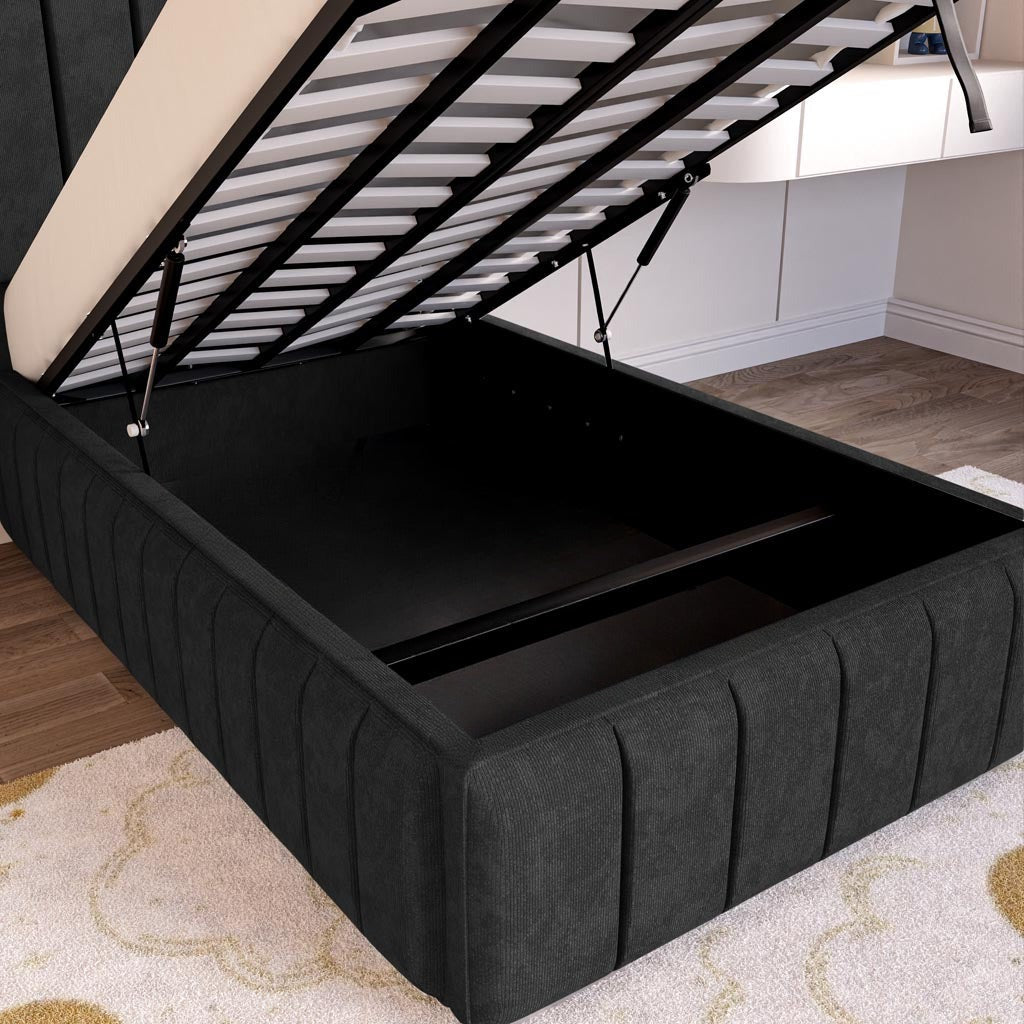 Milan Kids Upholstered Ottoman Bed - Black Naples