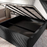 Oxford Upholstered Ottoman Bed - Black Naples