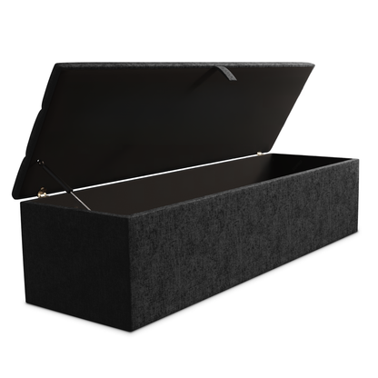 Athens Ottoman Storage Box - Black Chenille