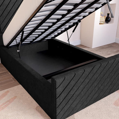 Oxford Kids Upholstered Ottoman Bed - Black Naples