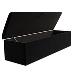Dallas Ottoman Storage Box - Black Plush Velvet