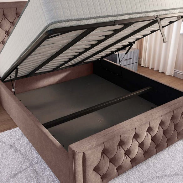 Valencia Upholstered Ottoman Bed - Mauve Naples