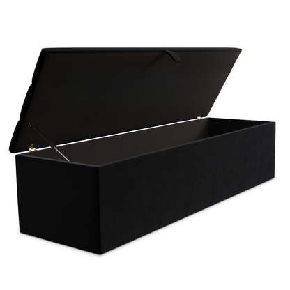 Athens Ottoman Storage Box - Black Plush Velvet
