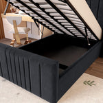 Cambridge Kids Upholstered Ottoman Bed - Black Plush Velvet