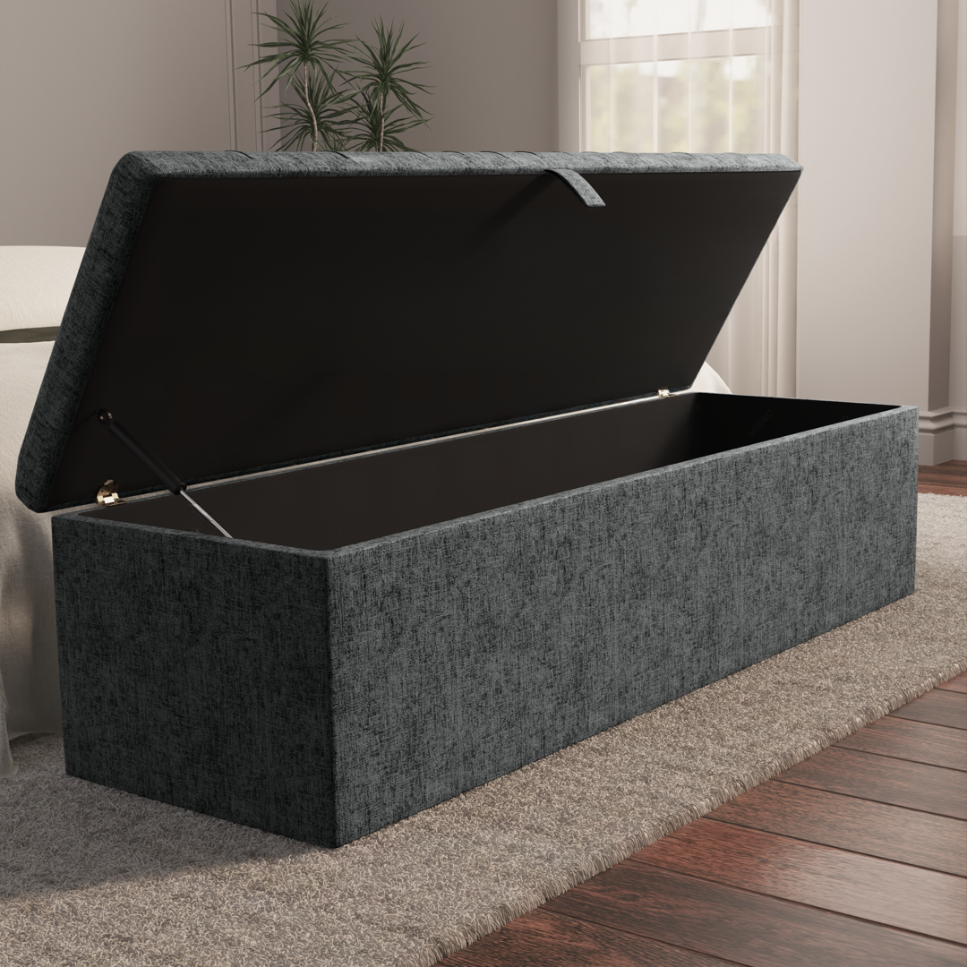 Cambridge Ottoman Storage Box - Charcoal Chenille