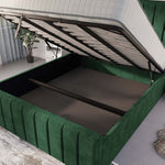 Lisbon Upholstered Ottoman Bed - Emerald Coniston