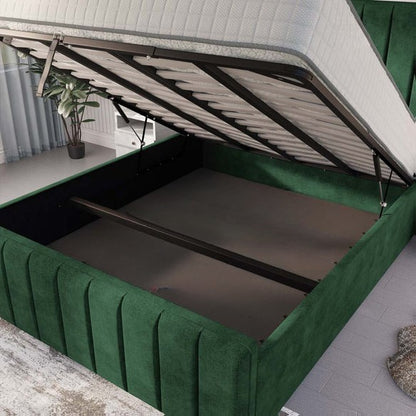 Lisbon Upholstered Ottoman Bed - Emerald Coniston