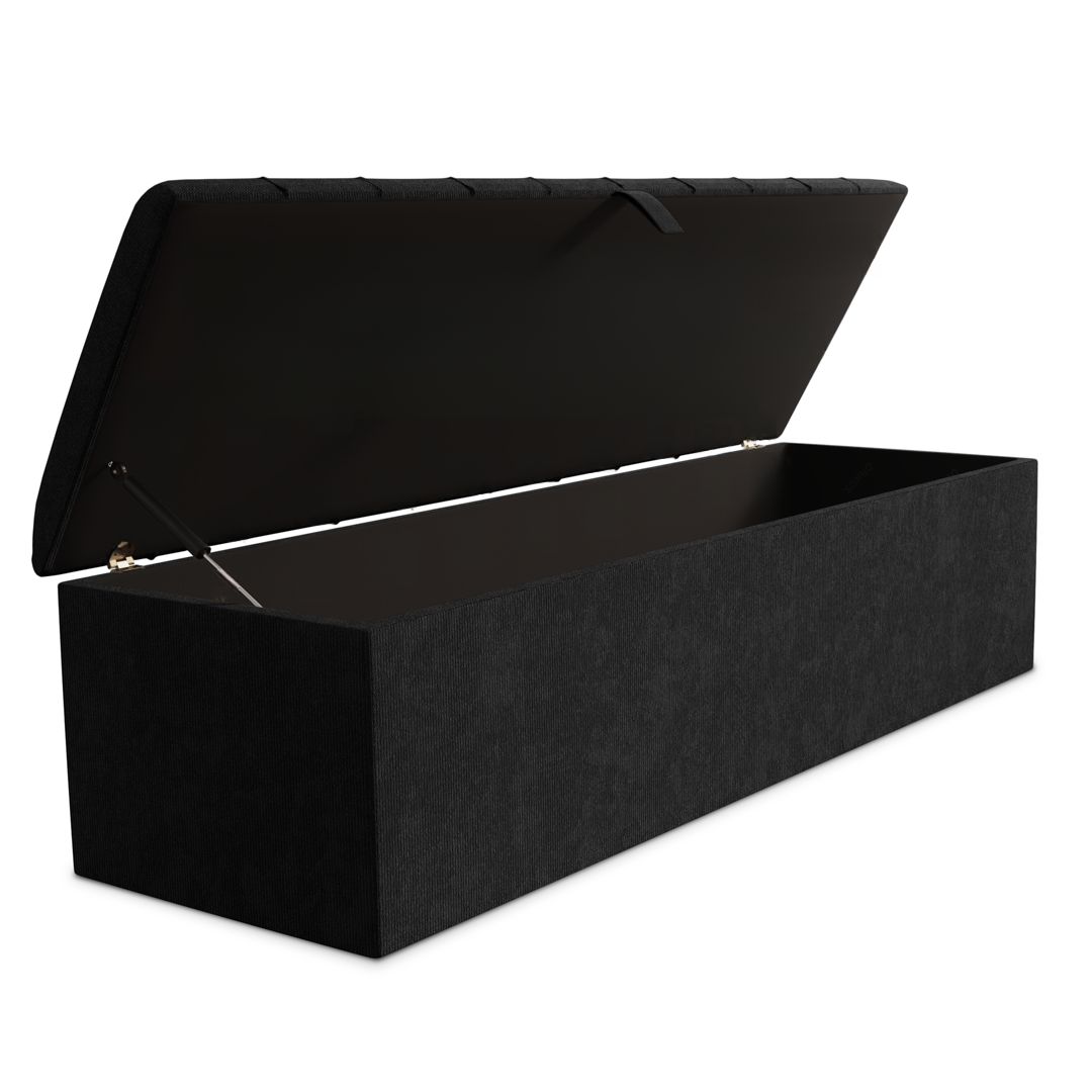 Lisbon Ottoman Storage Box - Black Naples
