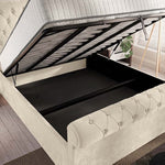 Berlin Upholstered Ottoman Bed - Cream Plush Velvet