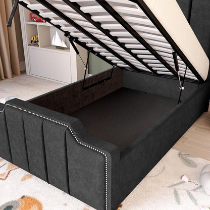 Washington Kids Upholstered Ottoman Bed - Black Naples