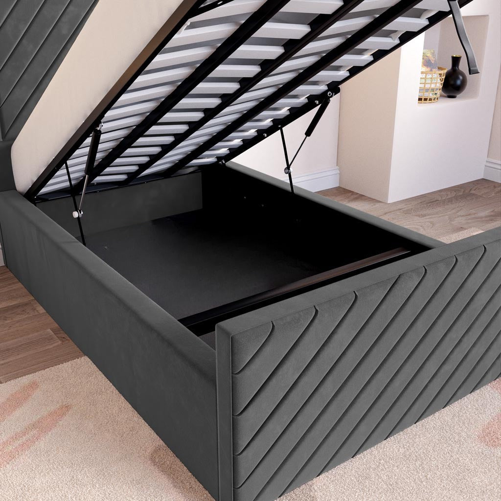 Oxford Kids Upholstered Ottoman Bed - Steel Plush Velvet