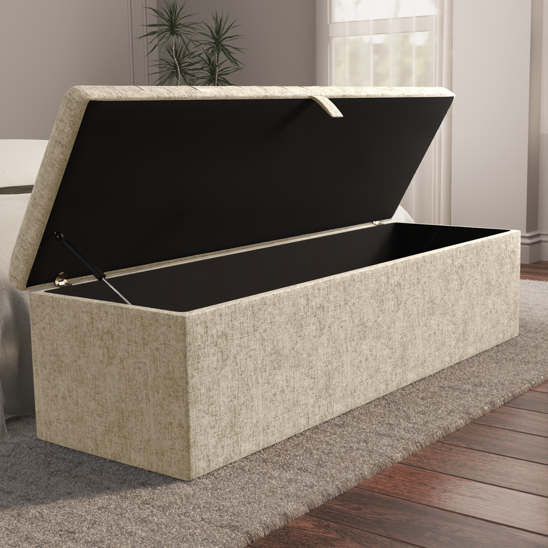 Cambridge Ottoman Storage Box - Cream Chenille