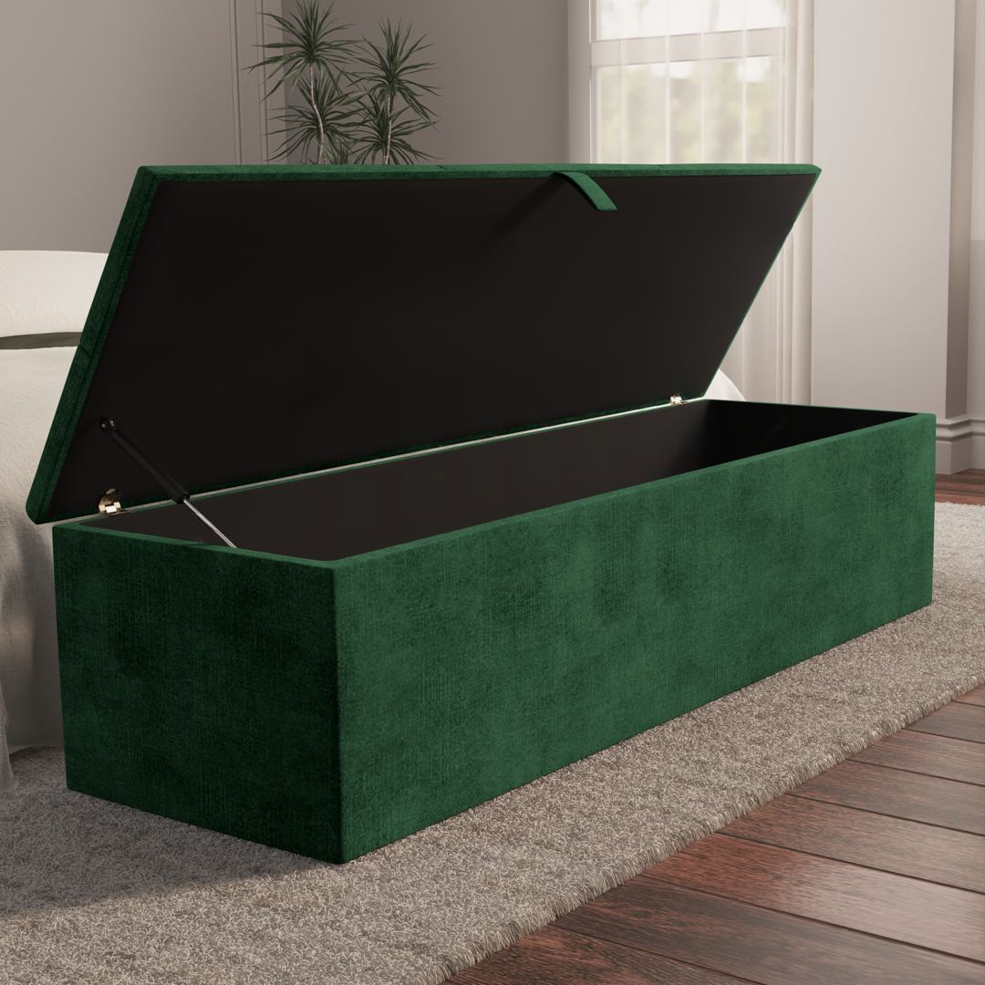 Cubed Ottoman Storage Box - Emerald Coniston