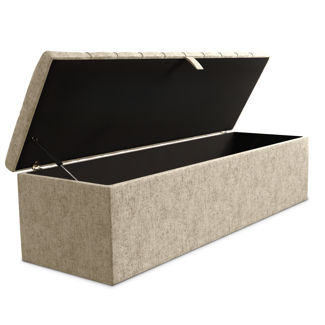 Chesterfield Ottoman Storage Box - Cream Chenille