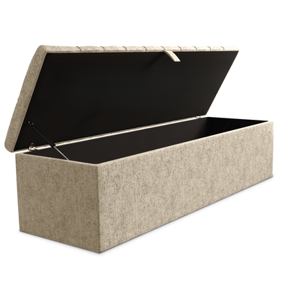 Chesterfield Ottoman Storage Box - Cream Chenille