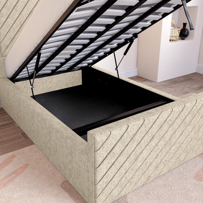 Oxford Kids Upholstered Ottoman Bed - Cream Chenille