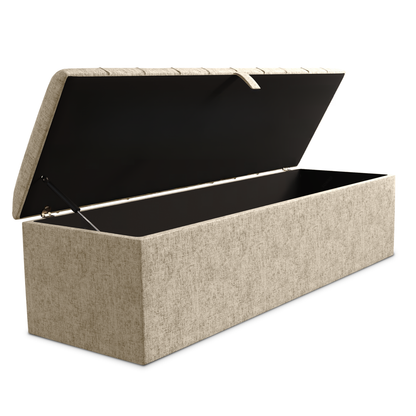 Lisbon Ottoman Storage Box - Cream Chenille