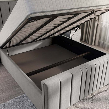 Cambridge Upholstered Ottoman Bed - Silver Linoso