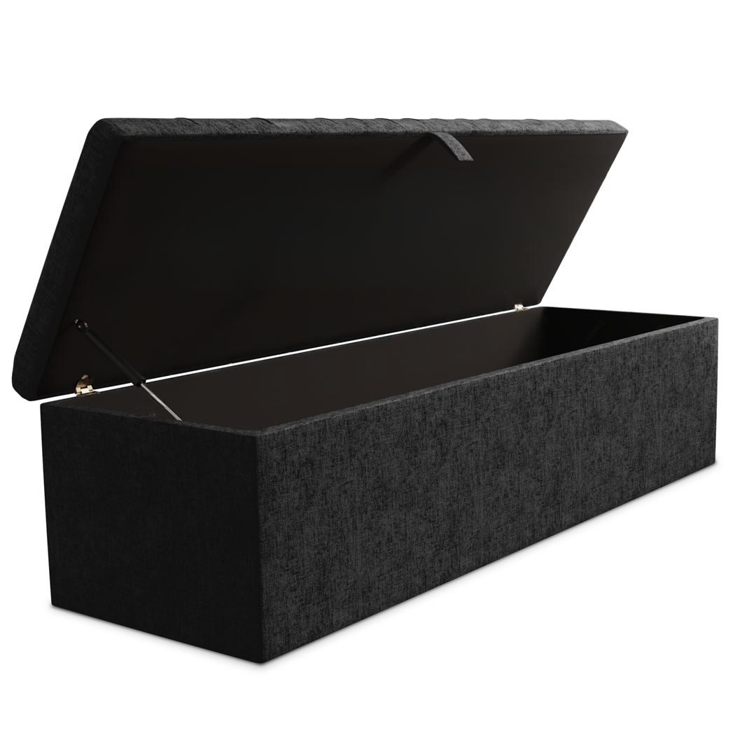 Cambridge Ottoman Storage Box - Black Chenille