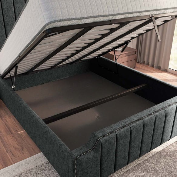 Washington Upholstered Ottoman Bed - Charcoal Chenille