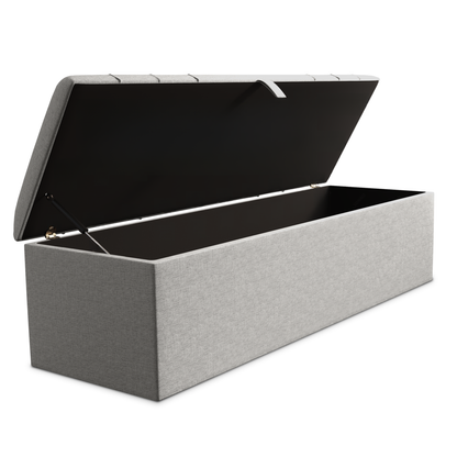 Dallas Ottoman Storage Box - Silver Linoso