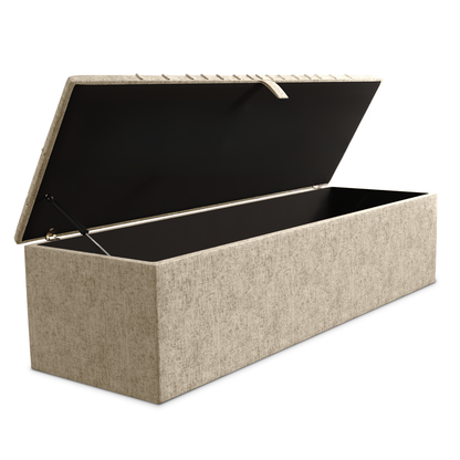 Sunrise Ottoman Storage Box - Cream Chenille
