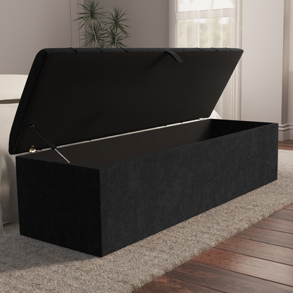 Dallas Ottoman Storage Box - Black Naples