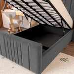 Cambridge Kids Upholstered Ottoman Bed - Steel Plush Velvet