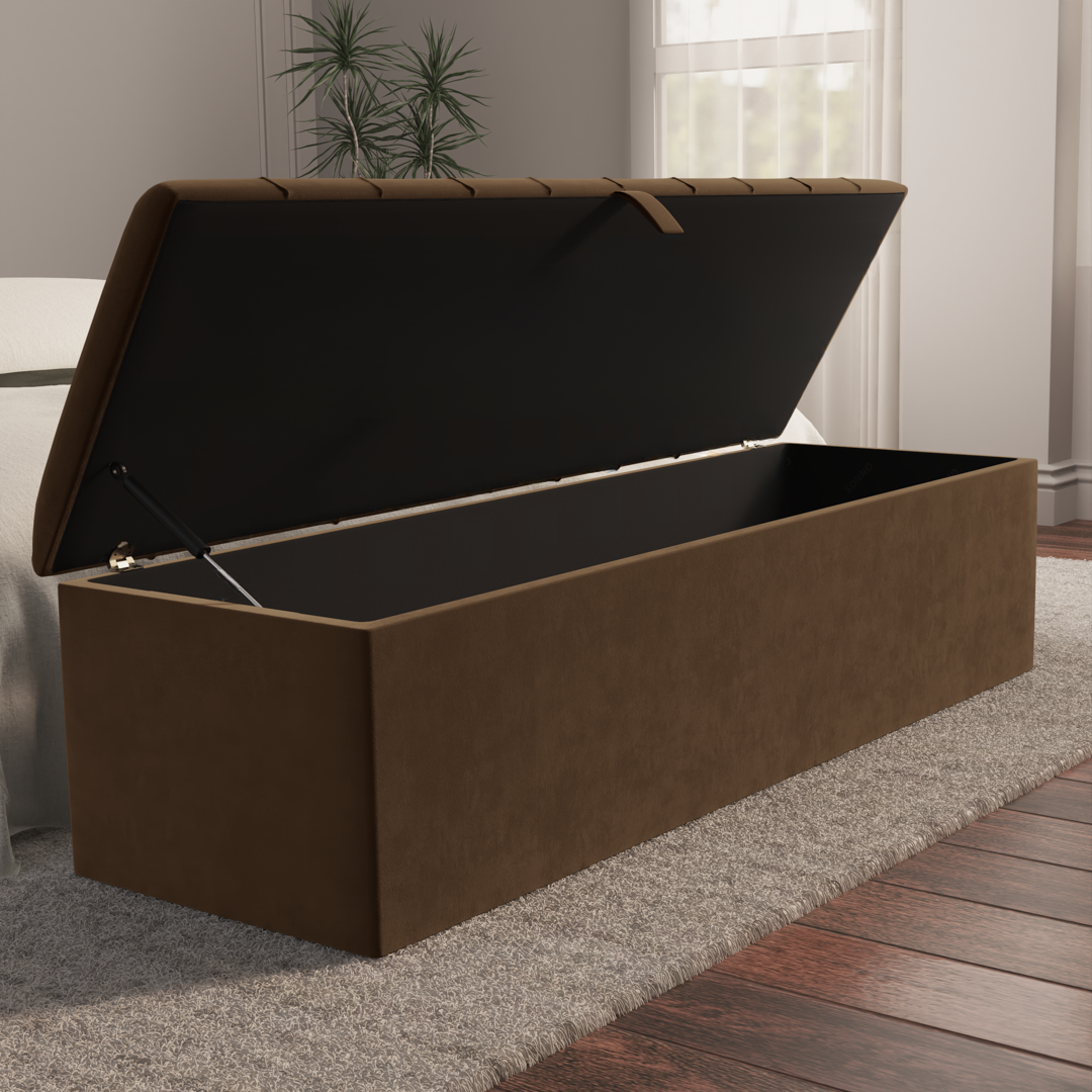 Lisbon Ottoman Storage Box - Mocca Plush Velvet