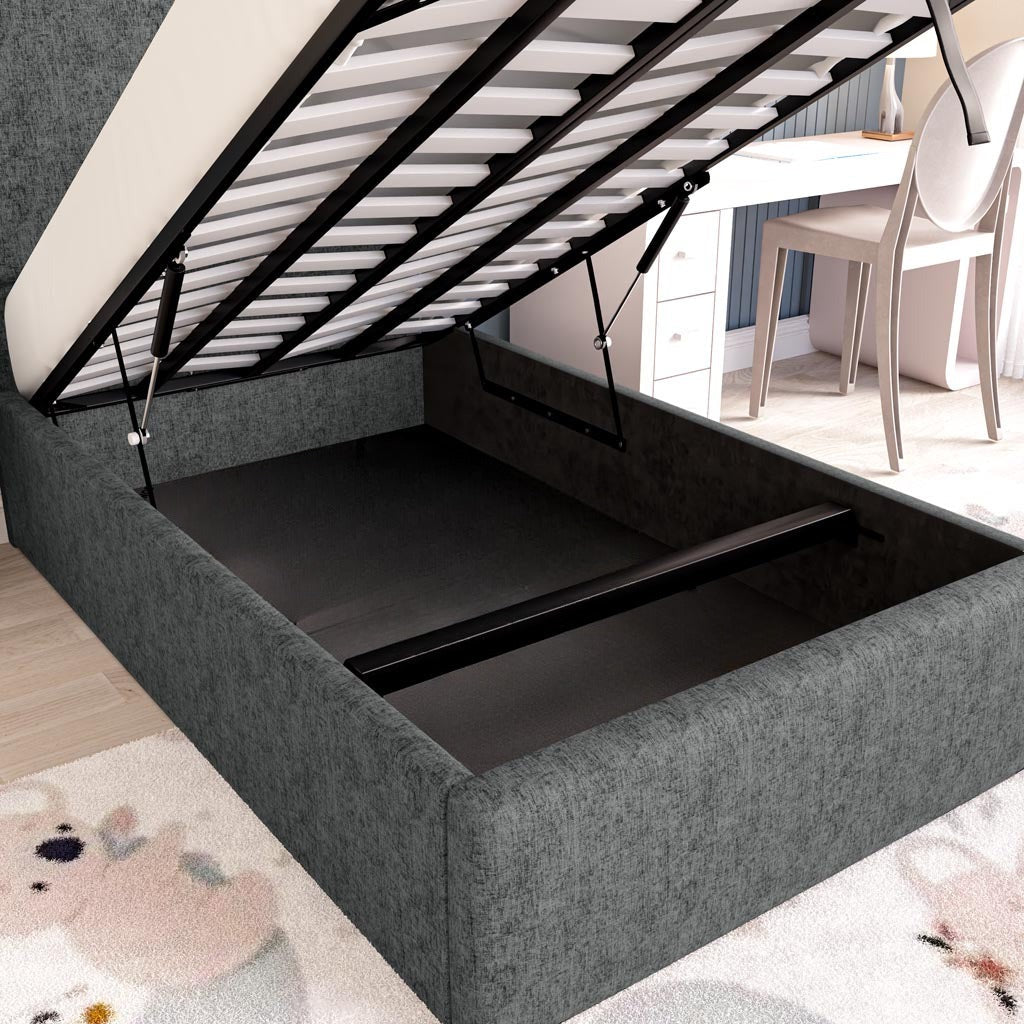 Cairo Kids Upholstered Ottoman Bed - Charcoal Chenille