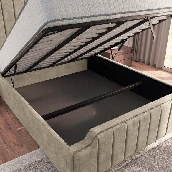Washington Upholstered Ottoman Bed - Almond Coniston